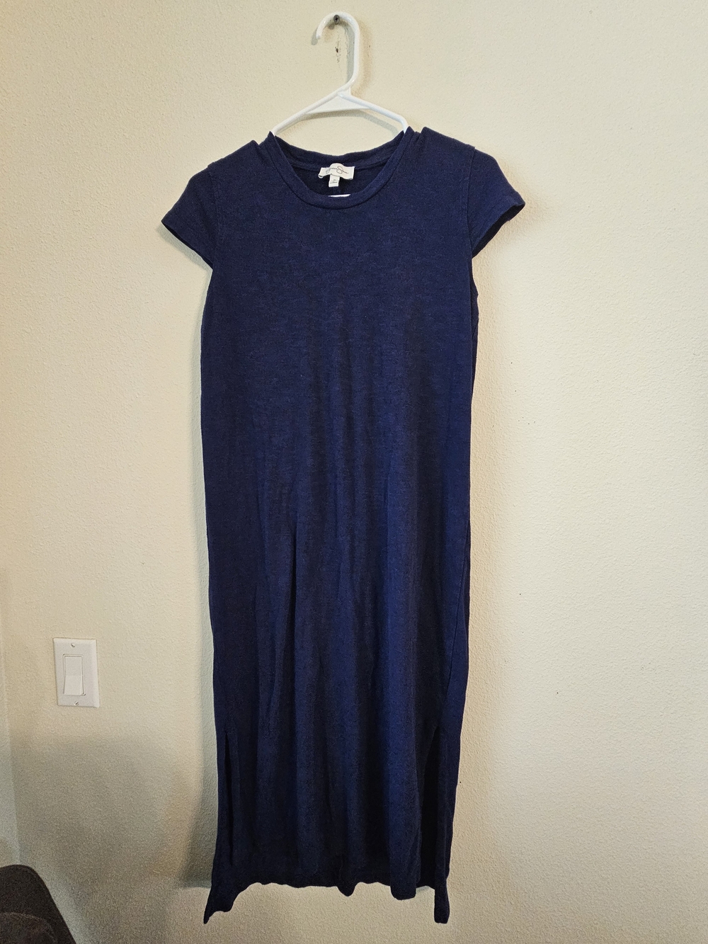 Jessica Simpson Navy Short-Sleeve Midi Crewneck Dress